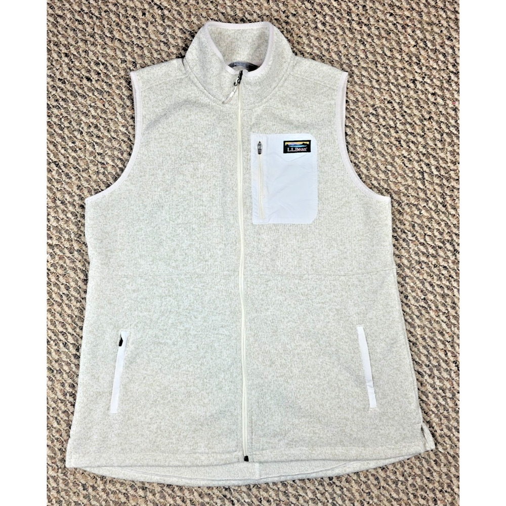 L.L. Bean Cream Heathered Fleece Vest